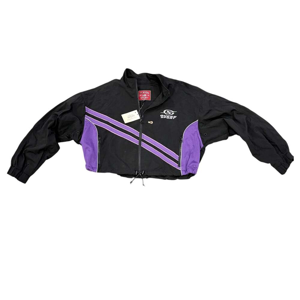 Women’s Vintage 90s Guess Sport International Track Jacket Black Purple sz M